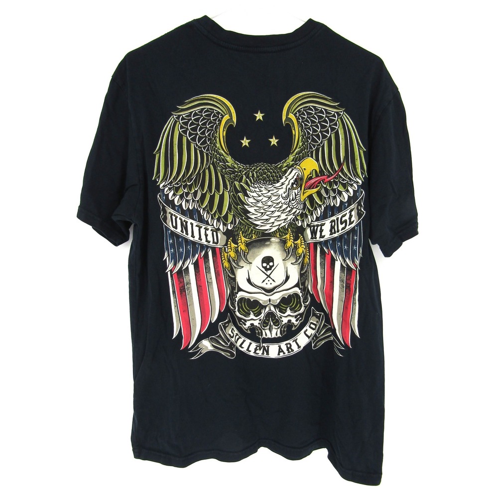 Sullen Art Collective T Shirt Mens Large Black Eagle Skull United We Rise Tee